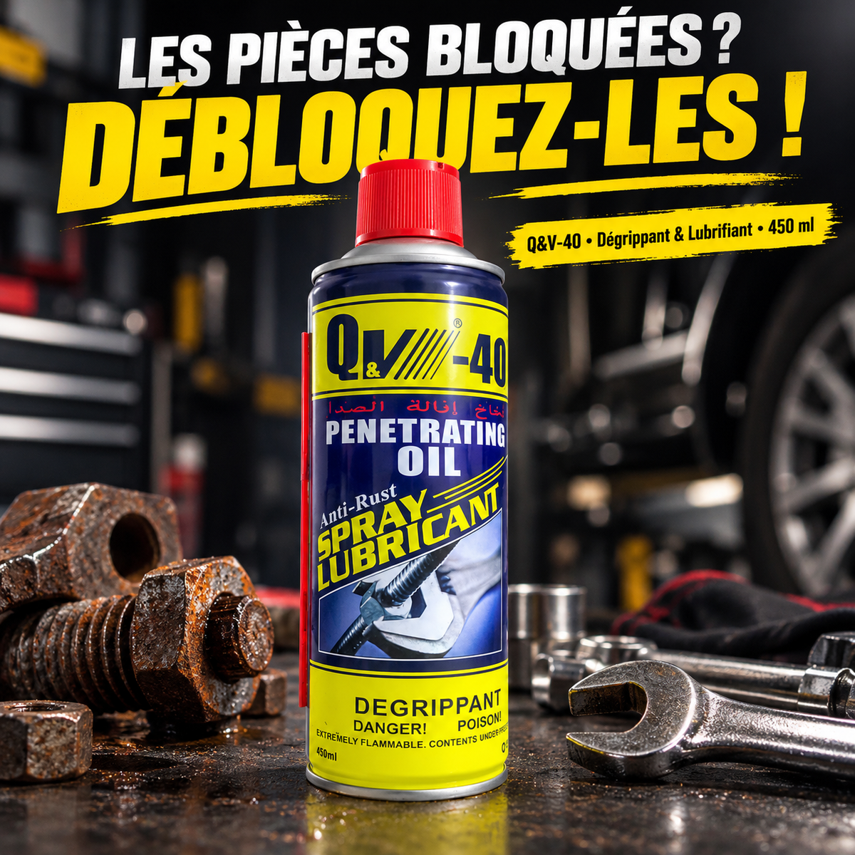 BS-40 Spray Dégrippant Multifonction 450 ml | Paiement à la Livraison 🔧