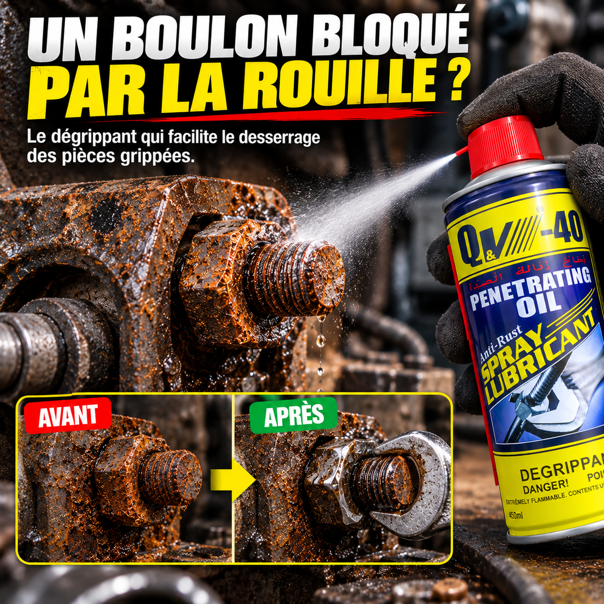 BS-40 Spray Dégrippant Multifonction 450 ml | Paiement à la Livraison 🔧